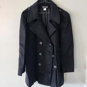 Vintage Steve‎ By Searle Women's Double Breasted Coat 100% Wool Size 12 Black